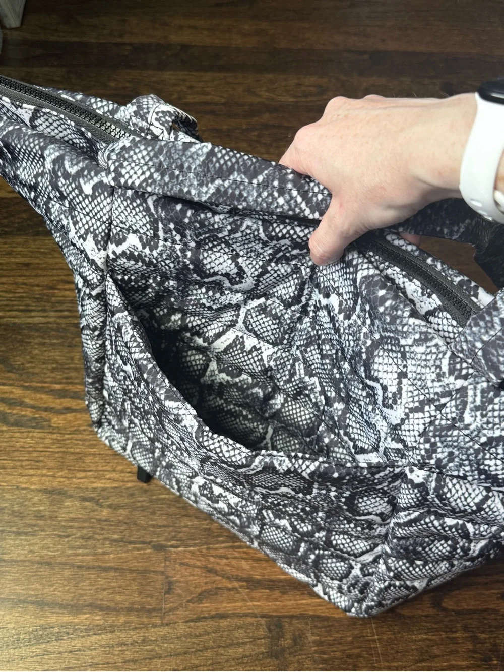 Black & White Snake-Print Tote Bag by Campsite